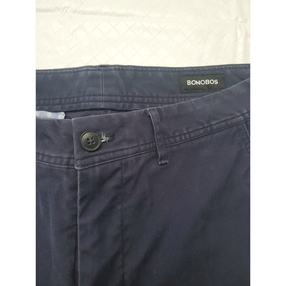 Bonobos Pants Mens 32x32 Navy Blue Slim Fit Stretch Chinos Organic Cotton Casual - Picture 2 of 11